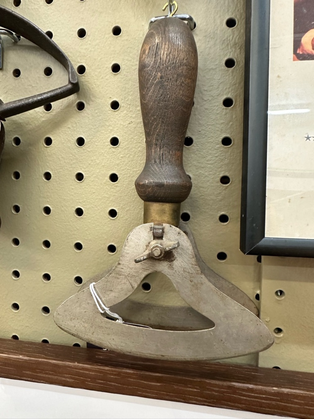Antique Bell Shaped Food Chopper Wood Handle Primitive Kitchen Tool Decor